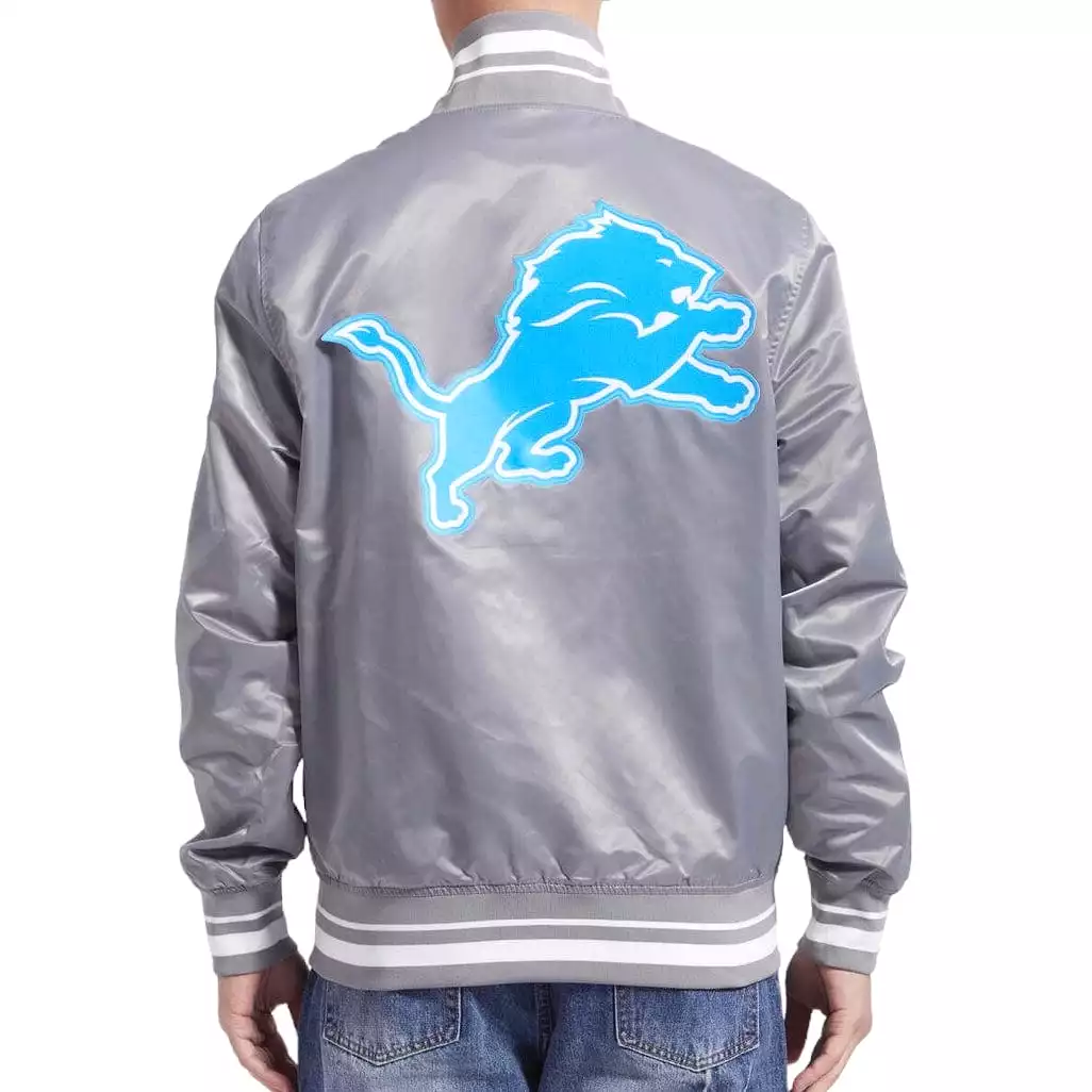 Pro Standard Detroit Lions Script Tail Satin Jacket (Gray) FDL6410252-GRY