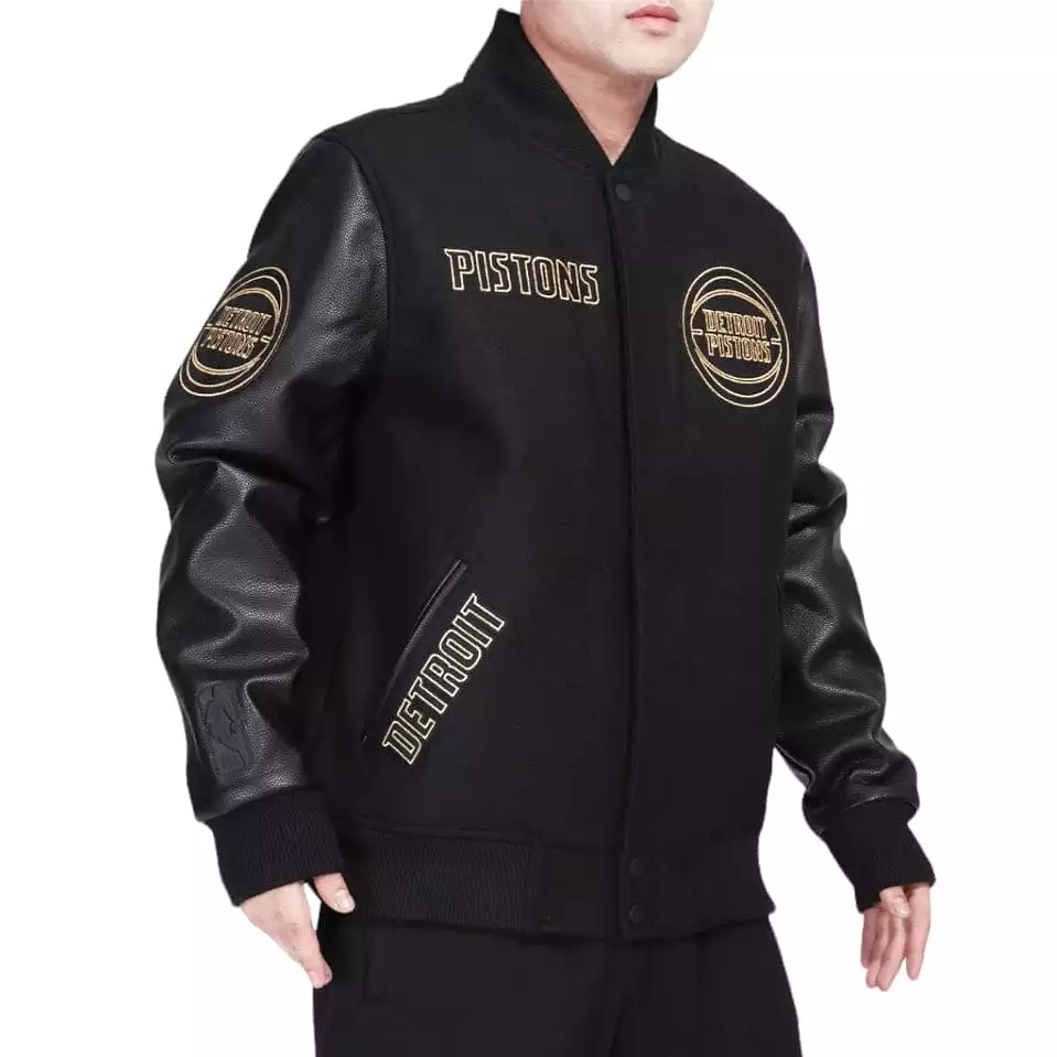 Pro Standard Detroit Pistons Black & Gold Varsity Jacket (Jet Black)