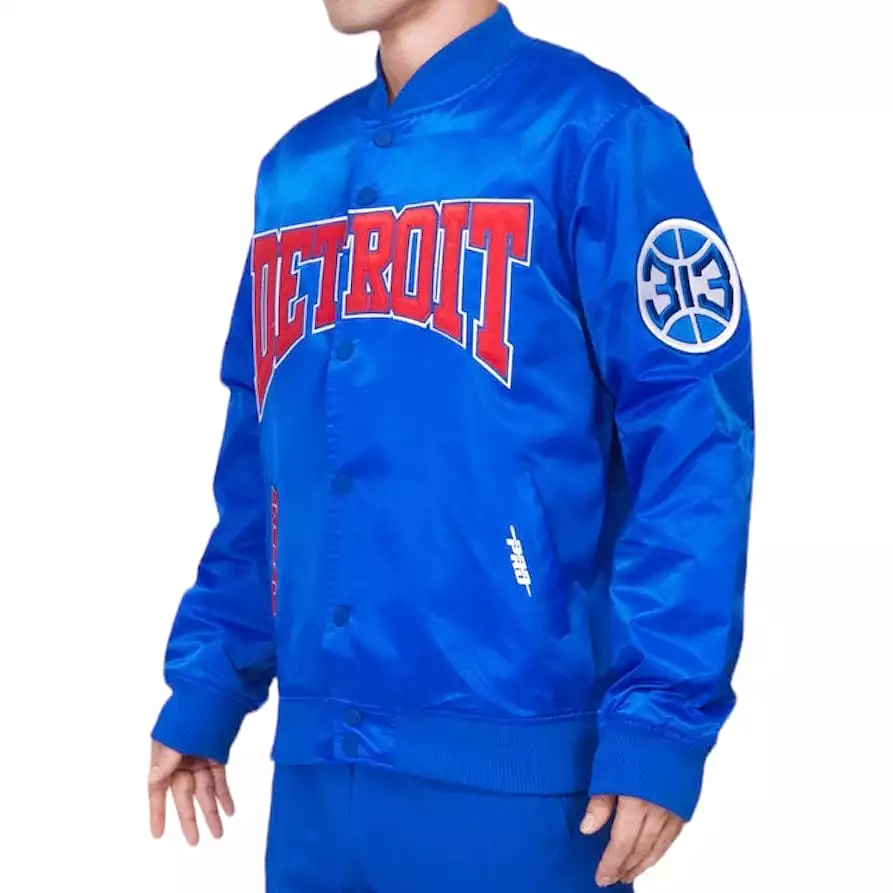 Pro Standard Detroit Pistons Crest Emblem Satin Jacket (Royal Blue)