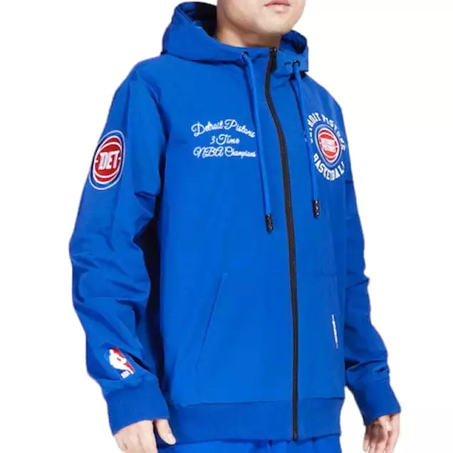 Pro Standard Detroit Pistons Hybrid Woven Full Zip Po Hoodie (Royal) BDP559862