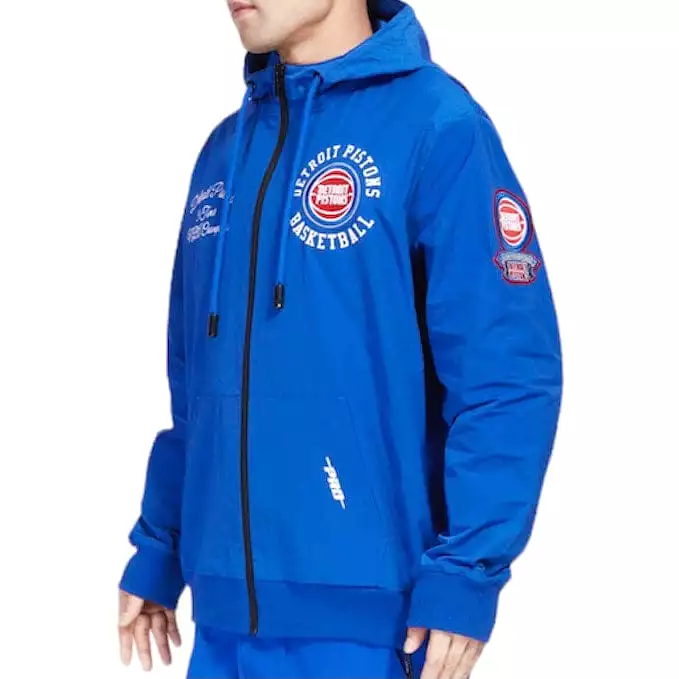 Pro Standard Detroit Pistons Hybrid Woven Full Zip Po Hoodie (Royal) BDP559862