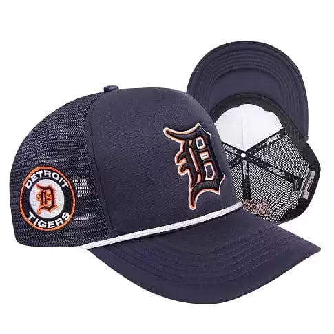 Pro Standard Detroit Tigers 2 Tone Wordmark Foam Front Trucker (Midnight Blue)