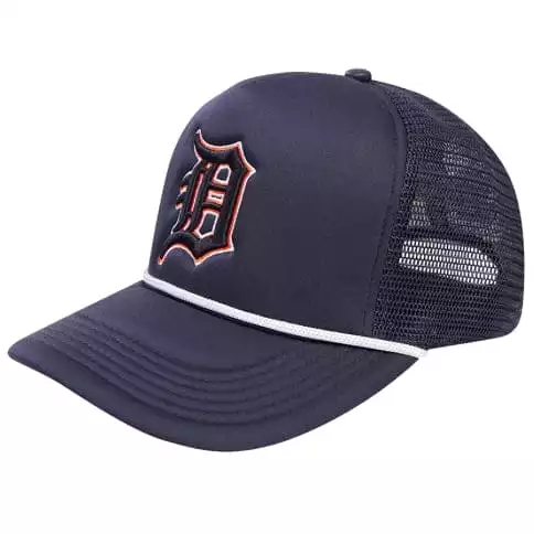 Pro Standard Detroit Tigers 2 Tone Wordmark Foam Front Trucker (Midnight Blue)