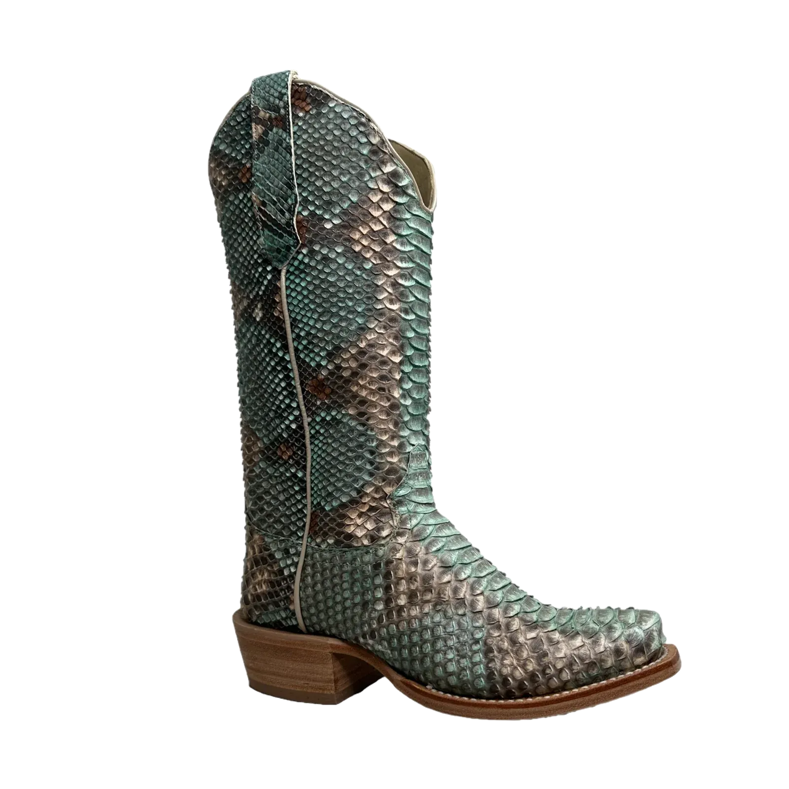 R. Watson Ladies Python Copper & Teal Square toe Boots RWL7204-1