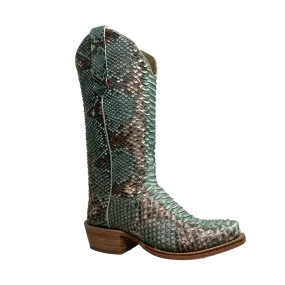 R. Watson Ladies Python Copper & Teal Square toe Boots RWL7204-1