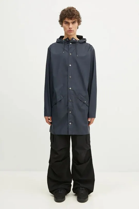 Rains jacket 12020 Long Jacket navy blue color