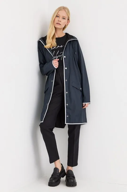 Rains rain jacket 18540 Long Jacket Reflective navy blue color