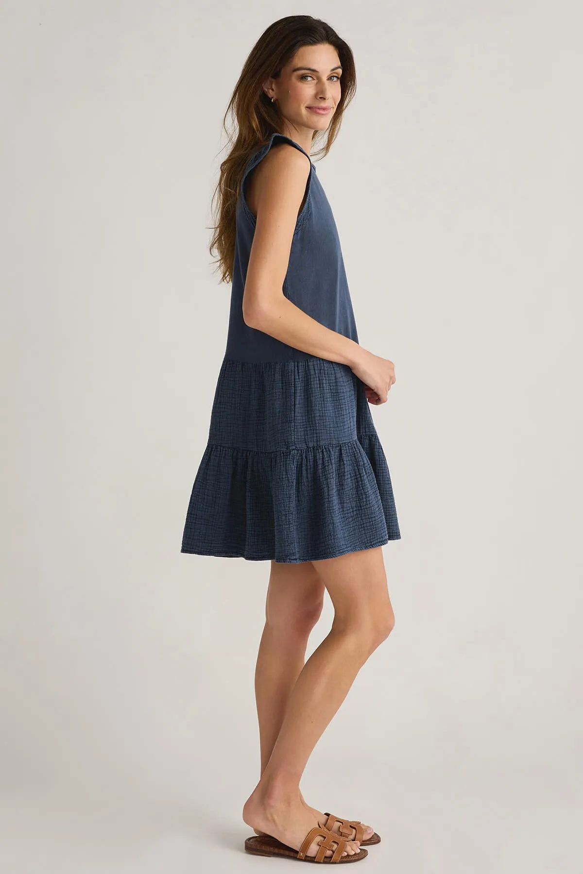 RD Style Arianne Bubble Gauze Ruffle Sleeve Dress