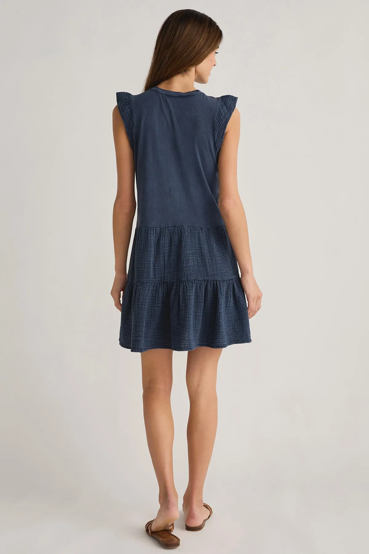 RD Style Arianne Bubble Gauze Ruffle Sleeve Dress