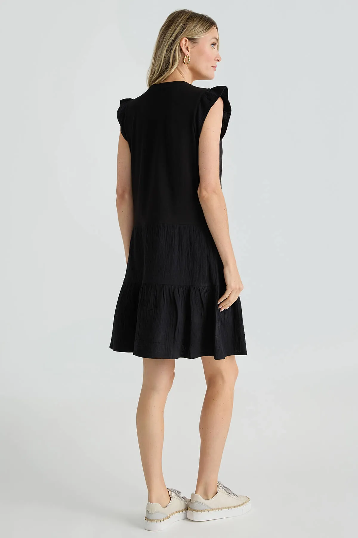 RD Style Arianne Bubble Gauze Ruffle Sleeve Dress