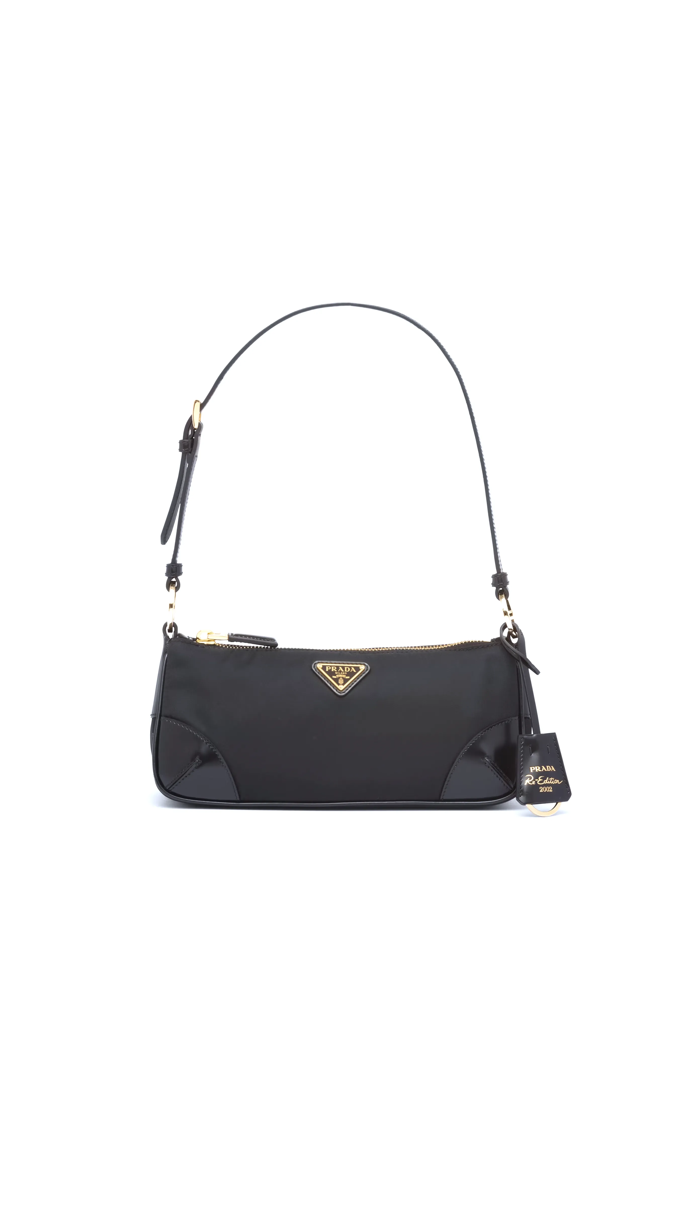 Re-Edition 2002 Re-Nylon and Brushed Leather Shoulder Bag - Black