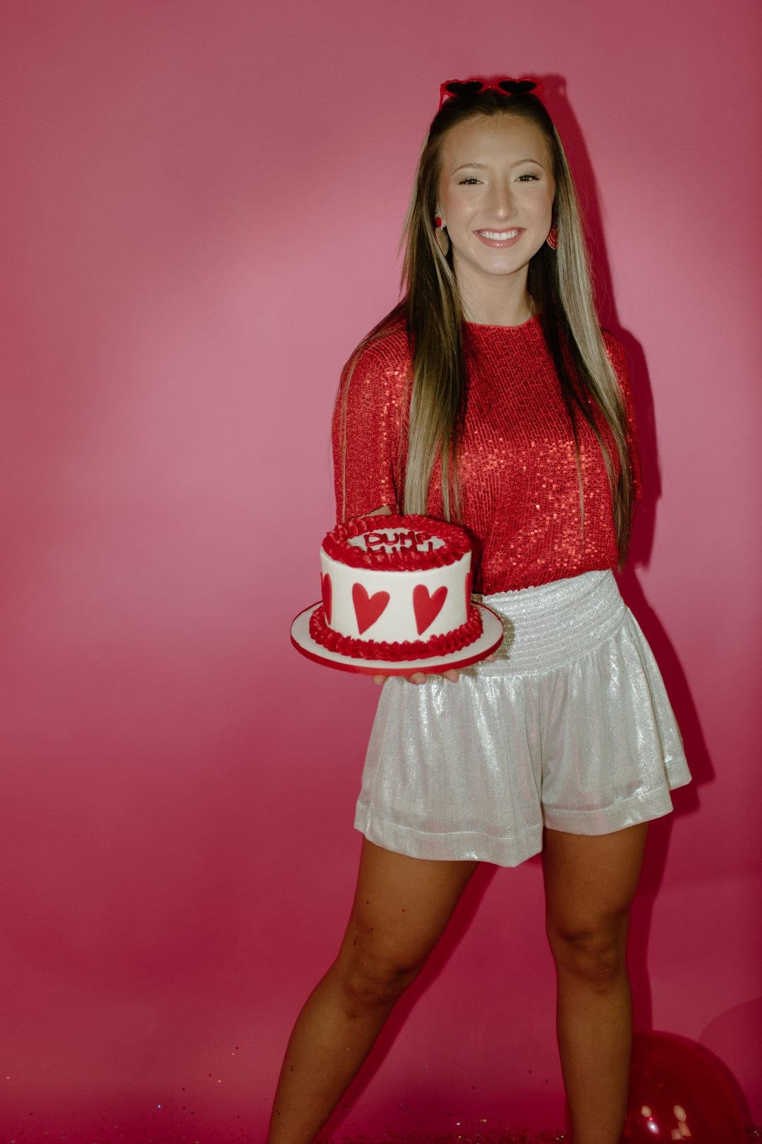 Red Sequin Cap Sleeve Top