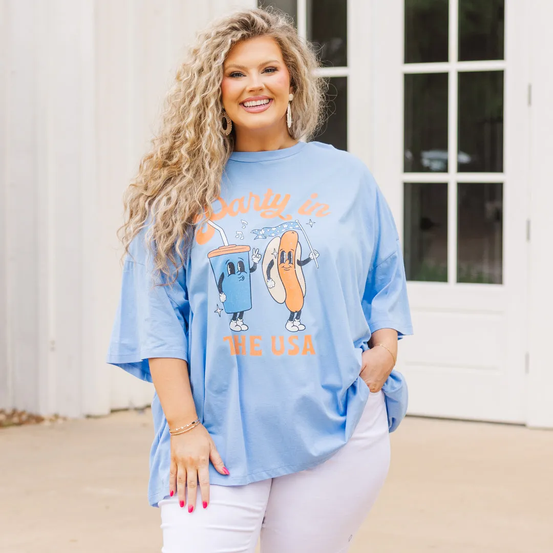 Retro USA Boyfriend Tee, Spring Blue