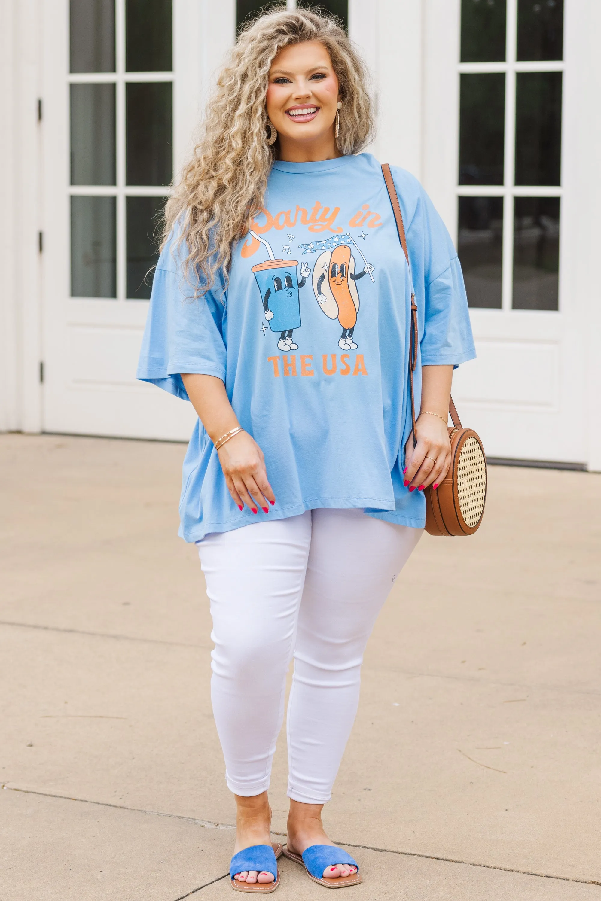 Retro USA Boyfriend Tee, Spring Blue