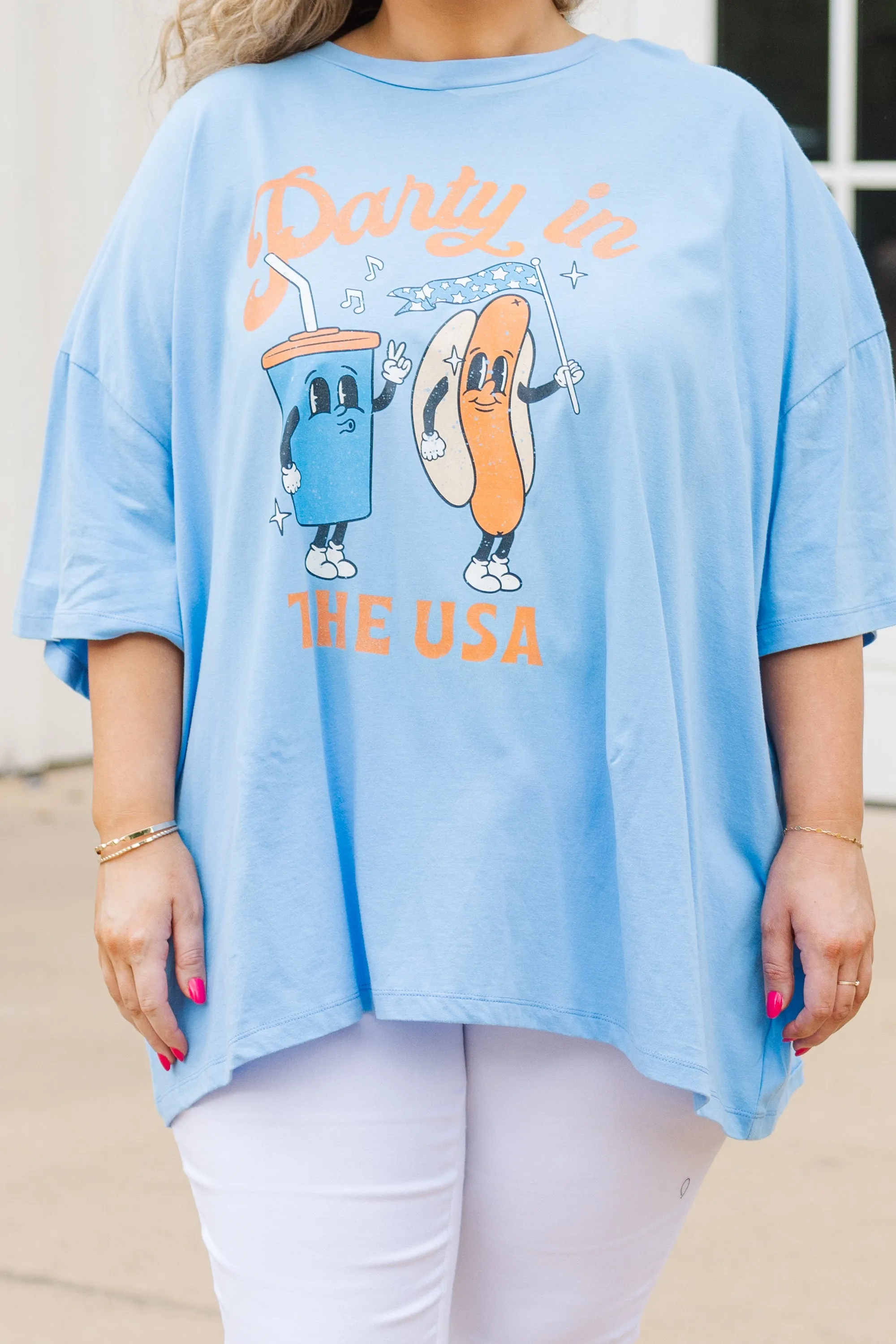 Retro USA Boyfriend Tee, Spring Blue