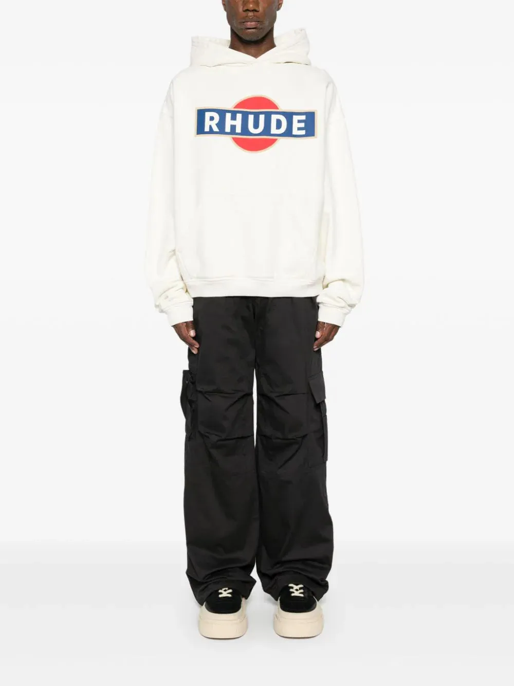 RHUDE - Vintage Racer Hoodie In Vintage White