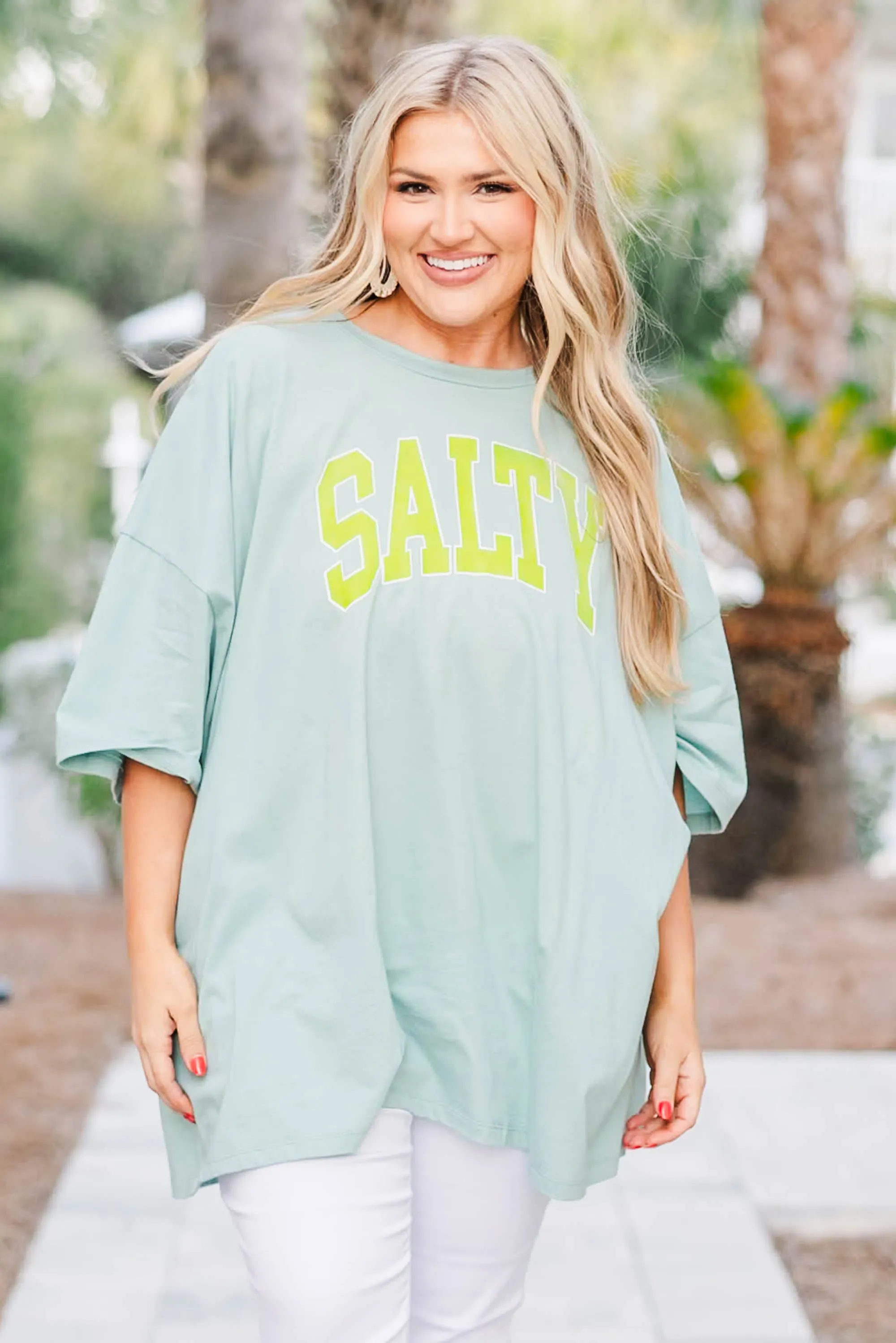 Salty Days Boyfriend Tee, Dusty Green