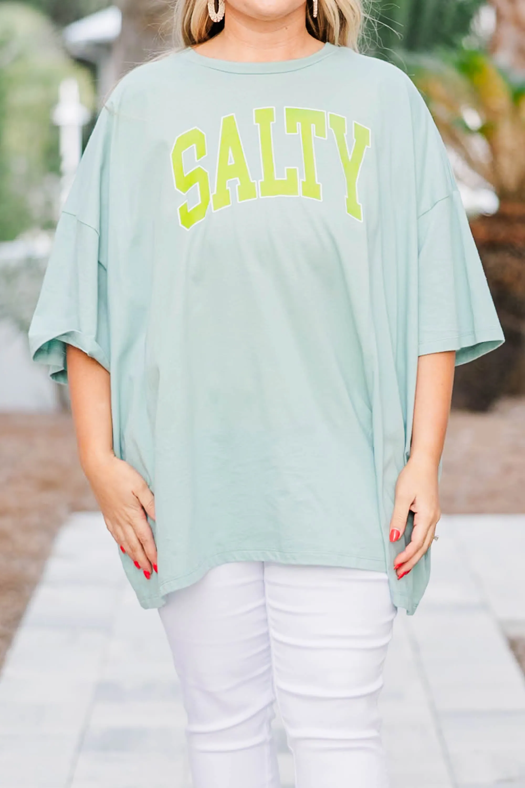 Salty Days Boyfriend Tee, Dusty Green