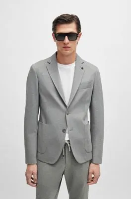 Slim-fit jacket in melange interlock jersey