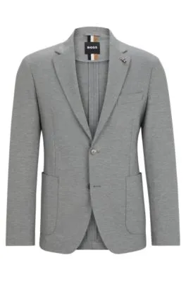 Slim-fit jacket in melange interlock jersey