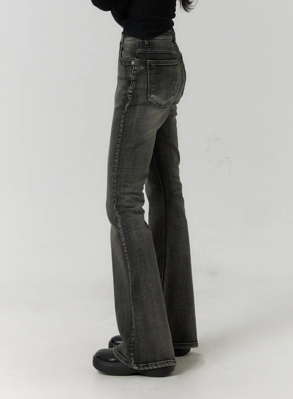 Slim Washed Denim Bootcut Jeans CF407