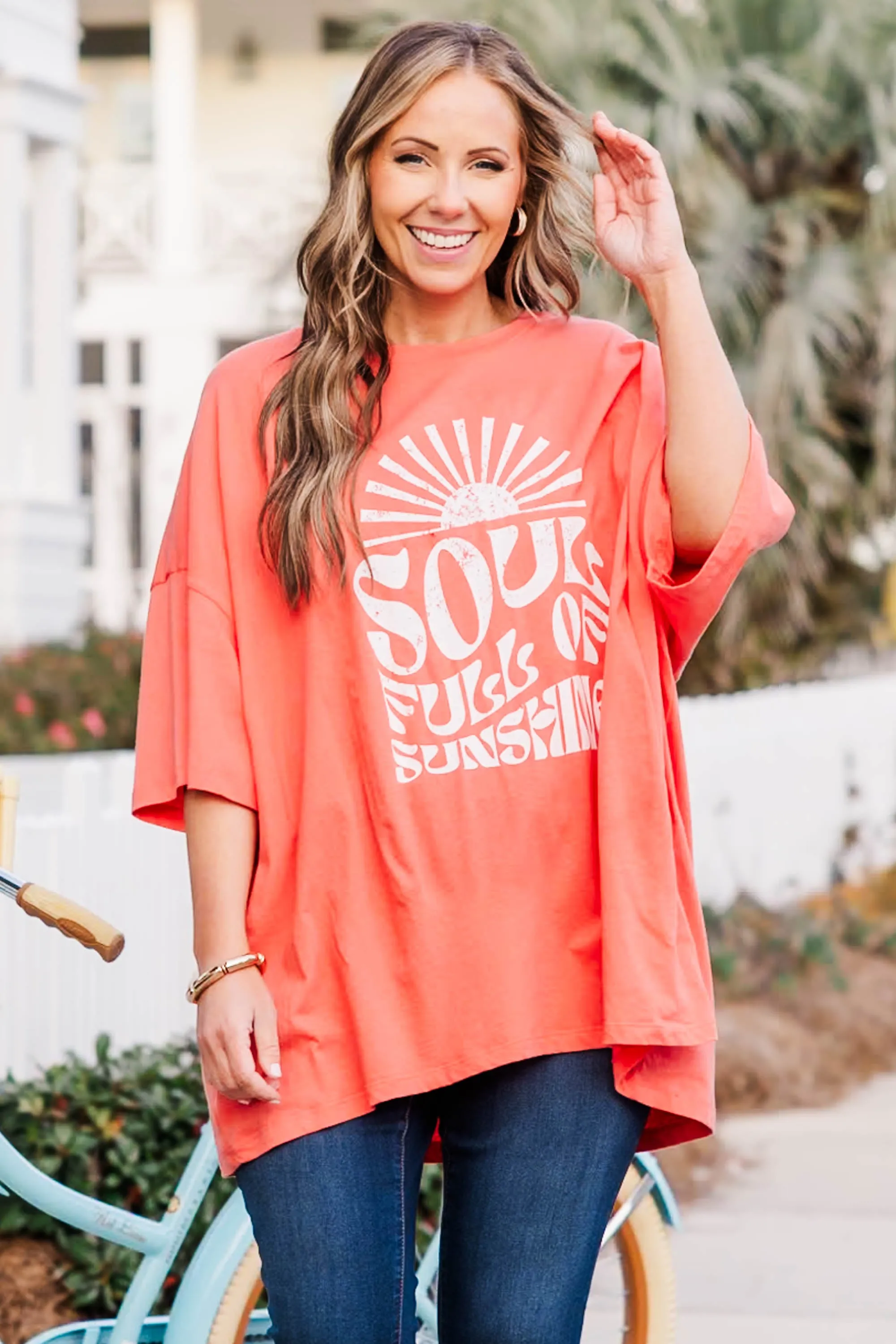 Soulshine Boyfriend Tee, Deep Coral