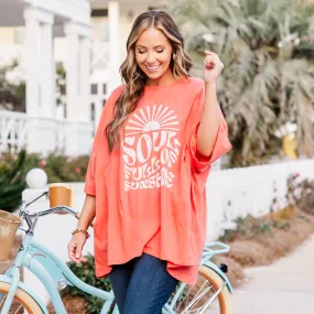 Soulshine Boyfriend Tee, Deep Coral