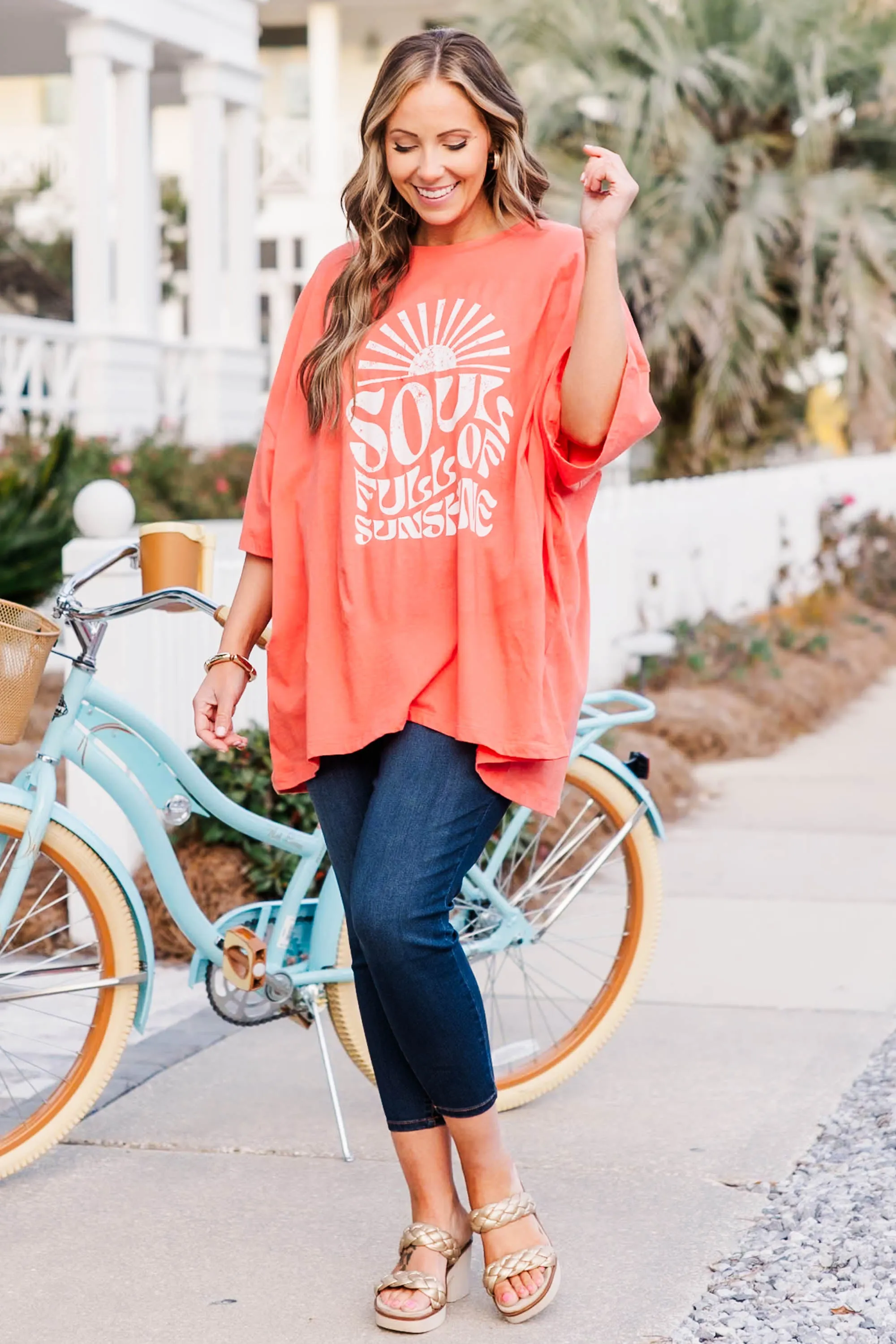 Soulshine Boyfriend Tee, Deep Coral