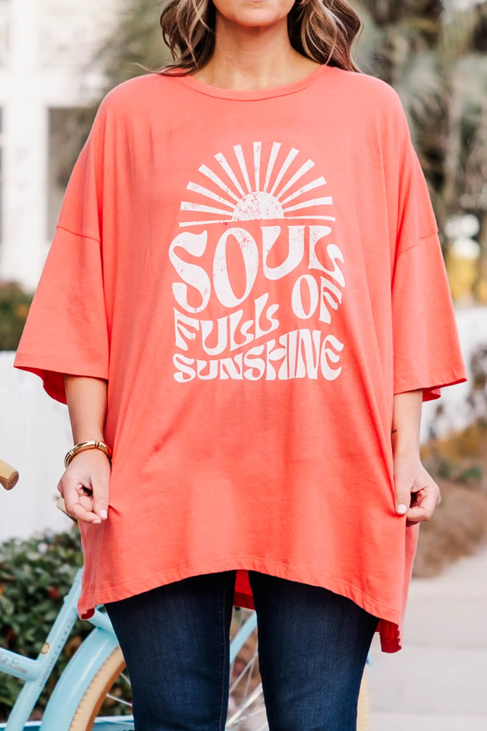 Soulshine Boyfriend Tee, Deep Coral