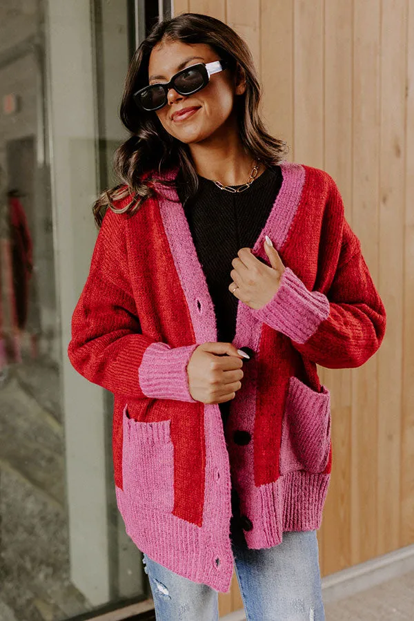 Staring At The Sunset Knit Cardigan In Red