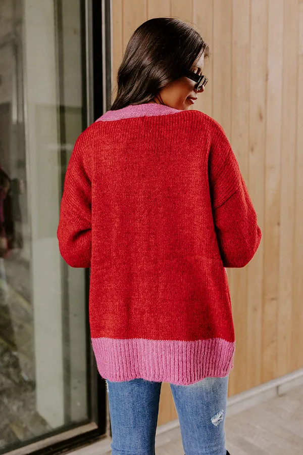 Staring At The Sunset Knit Cardigan In Red