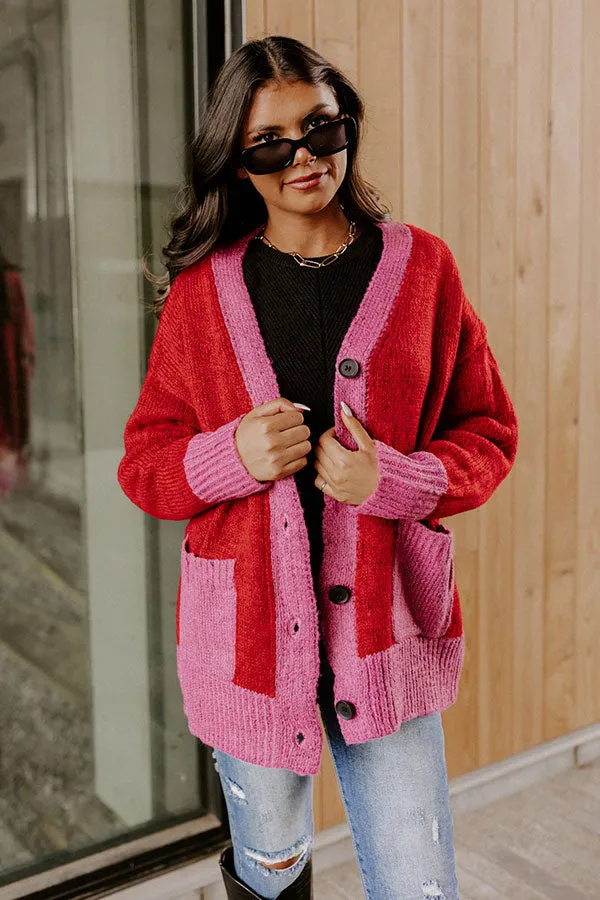 Staring At The Sunset Knit Cardigan In Red