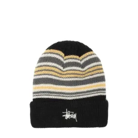 STRIPED CUFF BEANIE Black