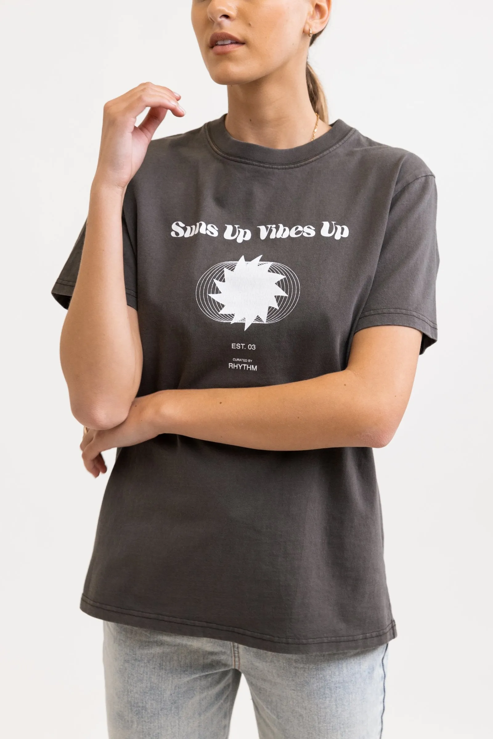 Suns Up Boyfriend Tee Washed Black