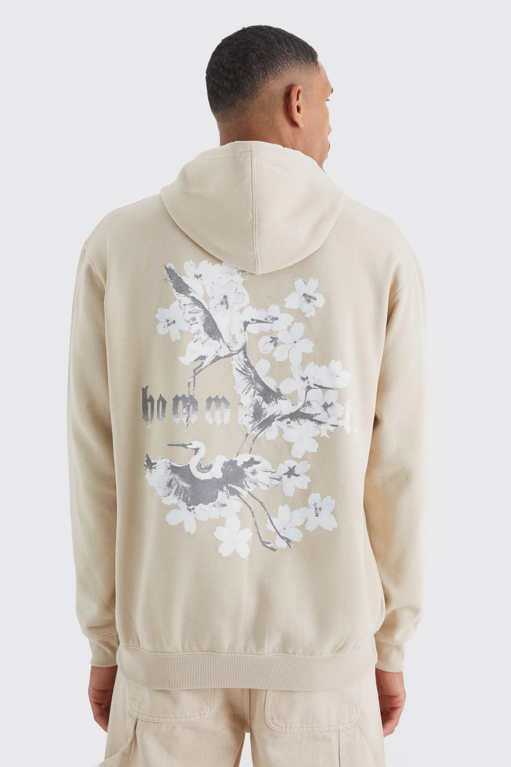 Tall Oversized Homme Blossom Graphic Hoodie | boohooMAN UK