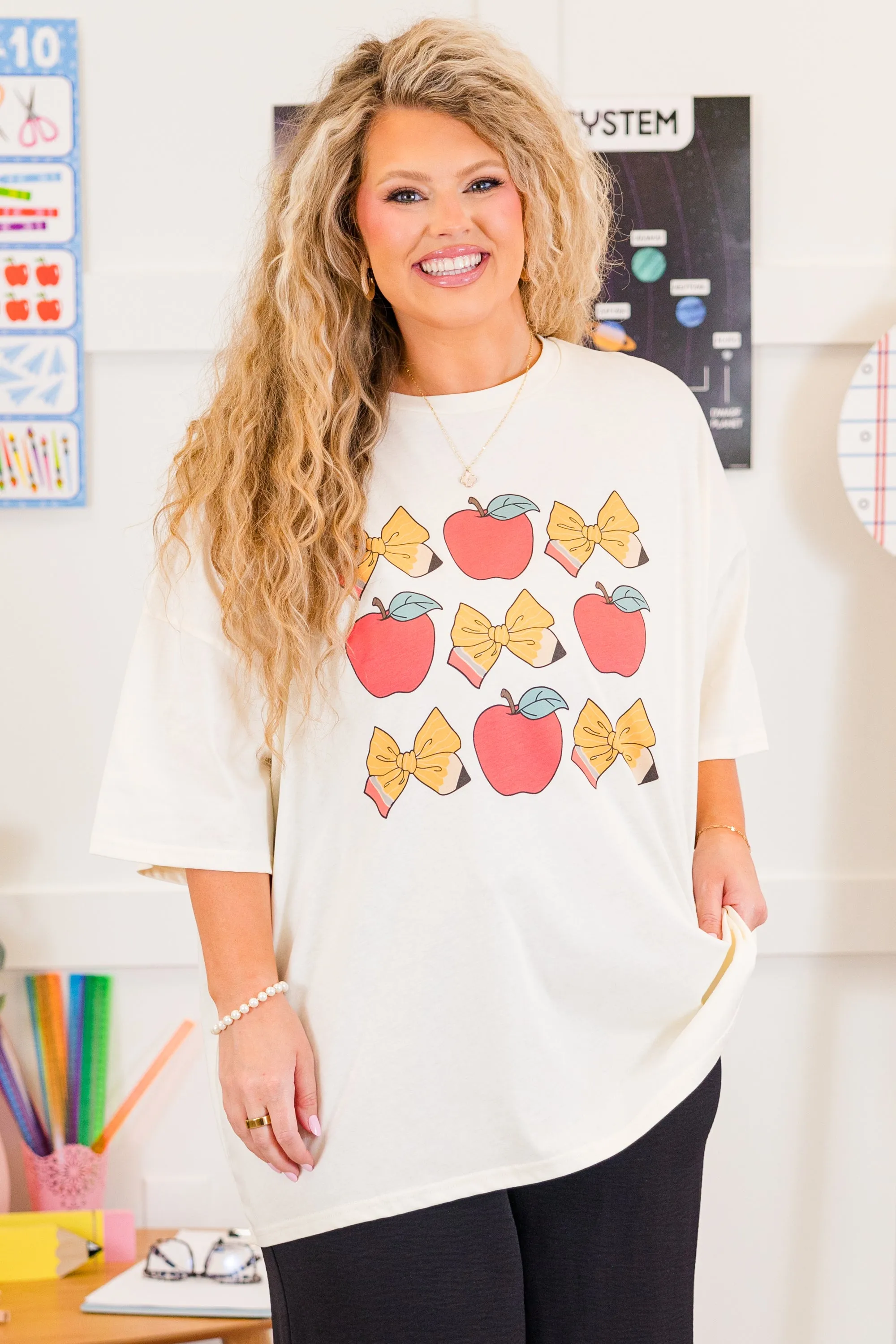 Teacher Essentials Boyfriend Tee, Ivory