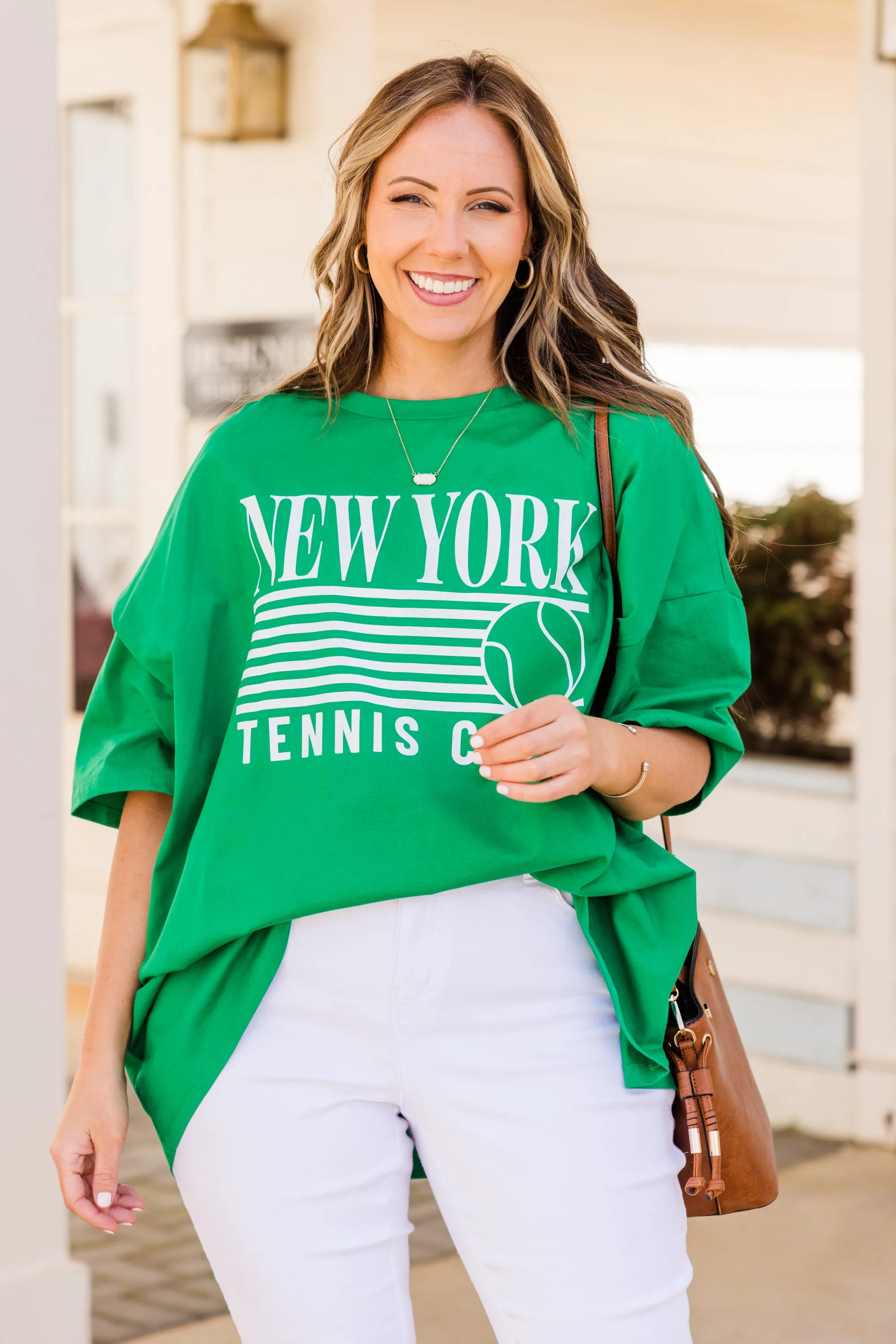 Tennis Club Boyfriend Tee, Evergreen