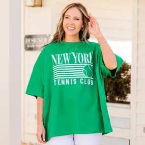 Tennis Club Boyfriend Tee, Evergreen