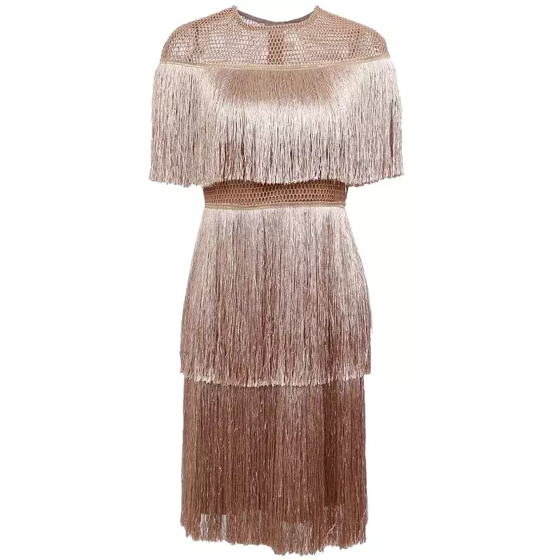 Three Layer Fringe Lux Mesh Dress