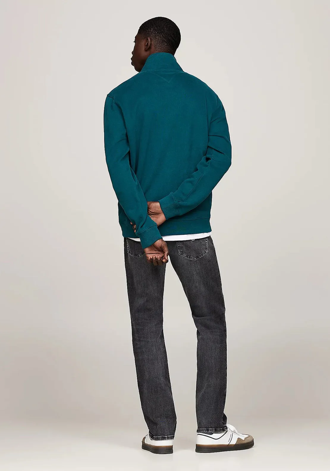 Tommy Jeans Logo Half Zip Sweatshirt, Deep Seawater Green