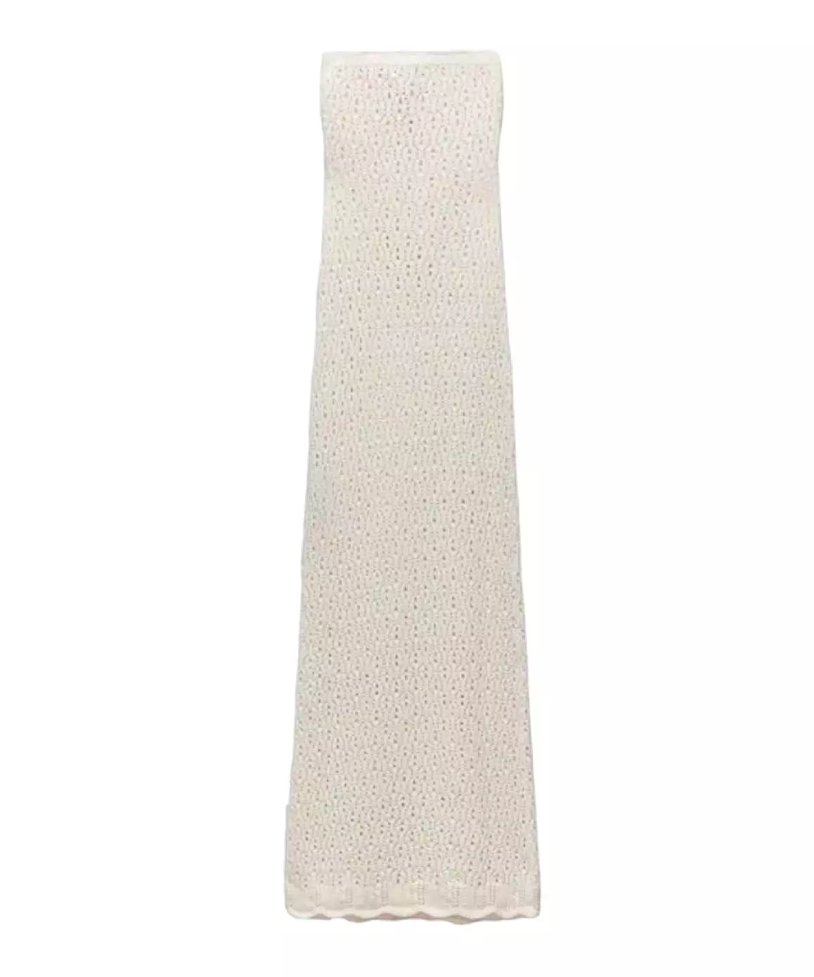 Tube Strapless Top Knitted Mesh Dress In Beige