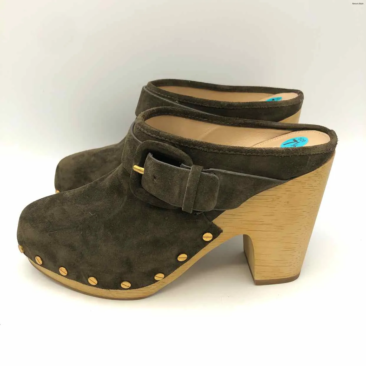 VERONICA BEARD Brown Suede Mules Heels Shoe Size 7-1/2 Shoes