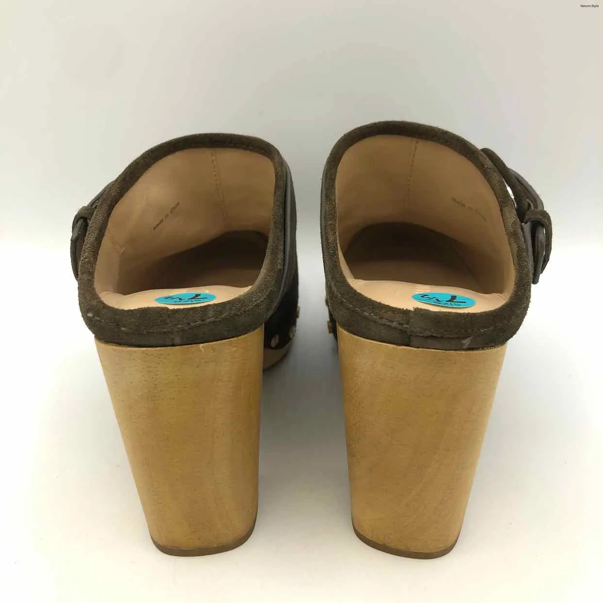 VERONICA BEARD Brown Suede Mules Heels Shoe Size 7-1/2 Shoes