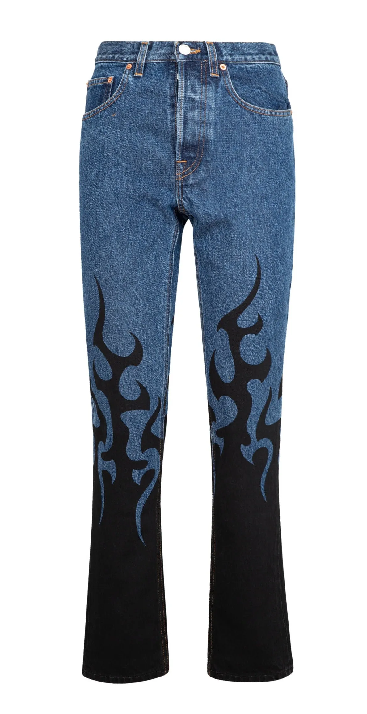 Vetements Flame-Print Straight Leg Jeans