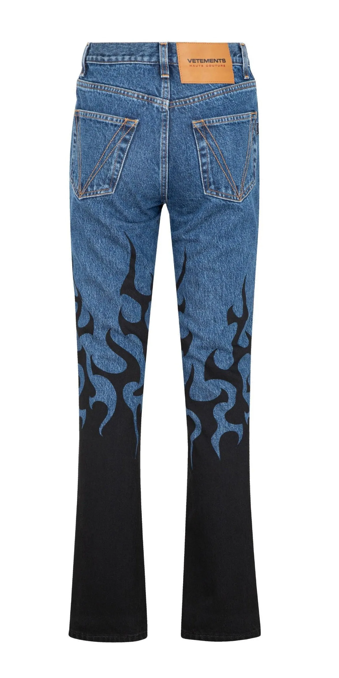 Vetements Flame-Print Straight Leg Jeans