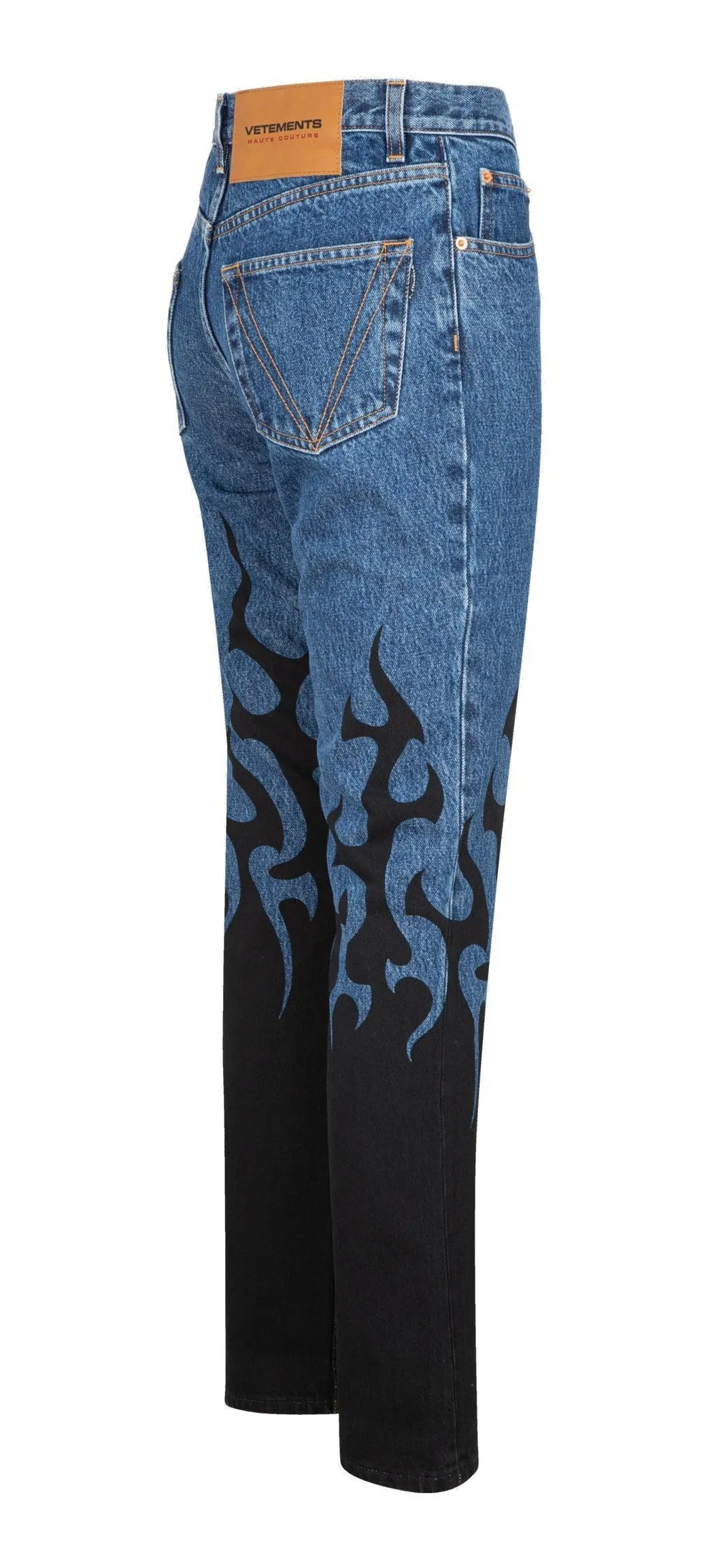 Vetements Flame-Print Straight Leg Jeans