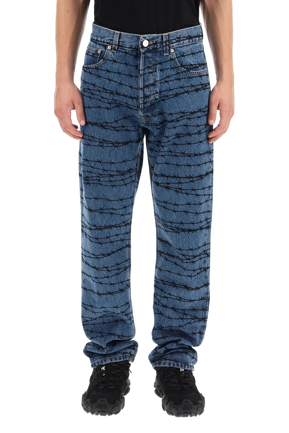 Vetements Wired Print Straight Leg Jeans