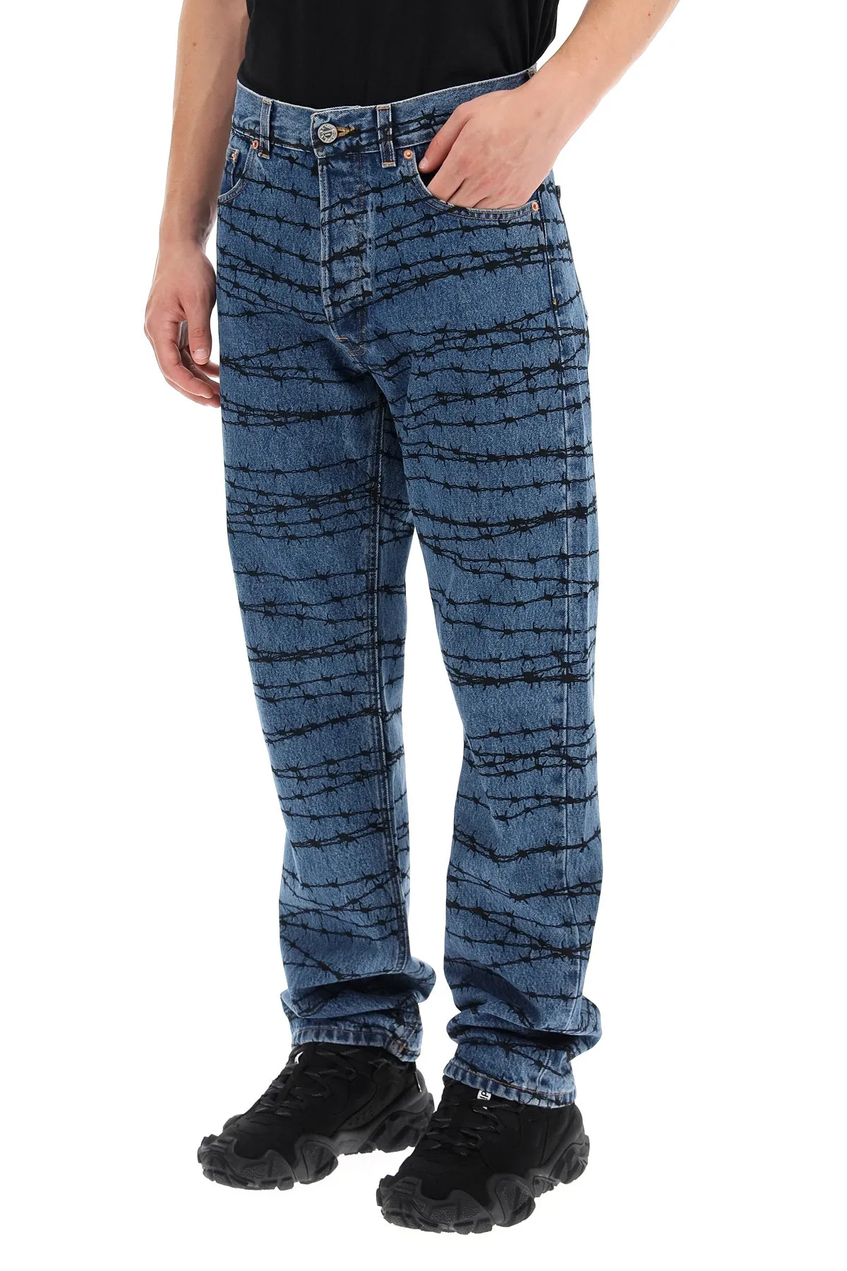 Vetements Wired Print Straight Leg Jeans