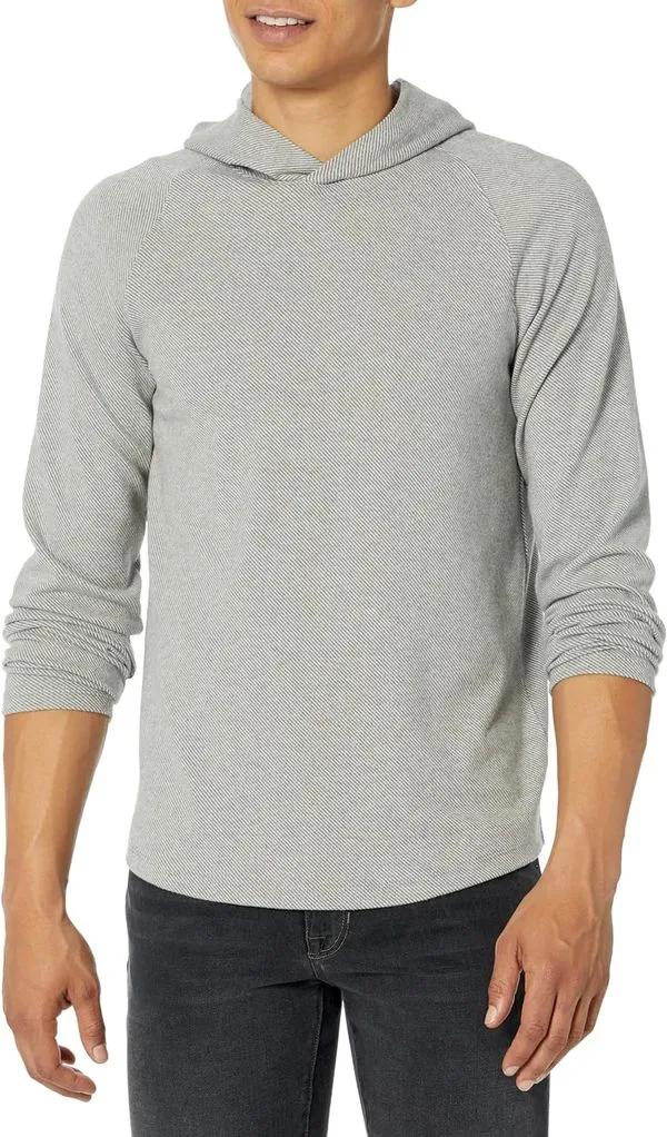 Vince Broken Twill P/O Sweatshirt Hoodie - Heather Grey/Off White 