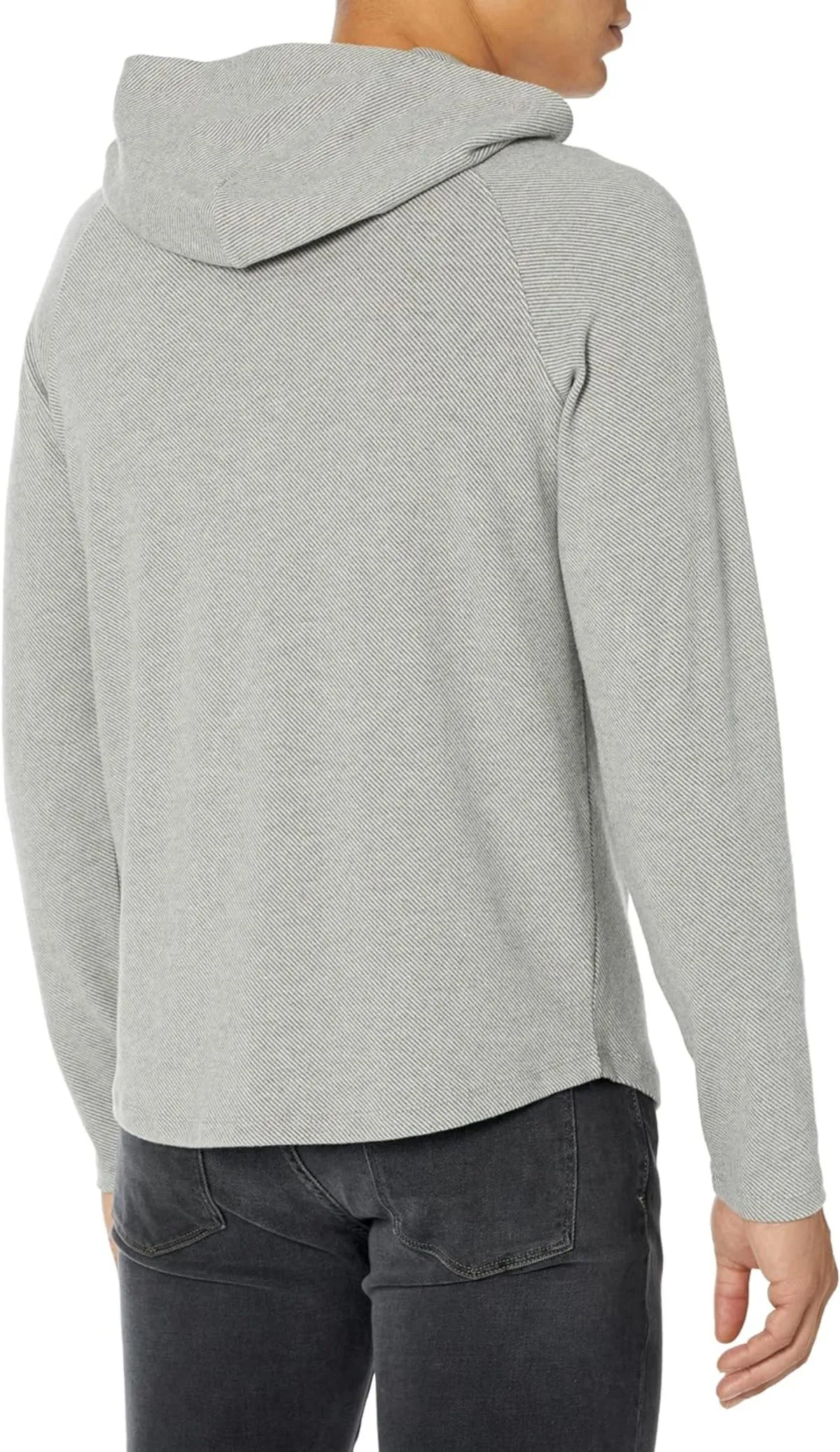 Vince Broken Twill P/O Sweatshirt Hoodie - Heather Grey/Off White 